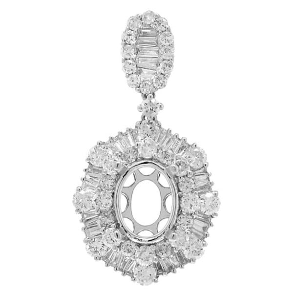 1.65ct 18k White Gold Diamond Semi-mount Pendant Necklace