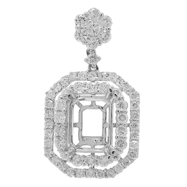 1.45ct 18k White Gold Diamond Semi-mount Pendant Necklace