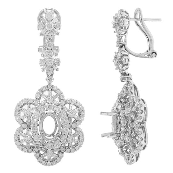 3.63ct 18k White Gold Diamond Semi-mount Earrings