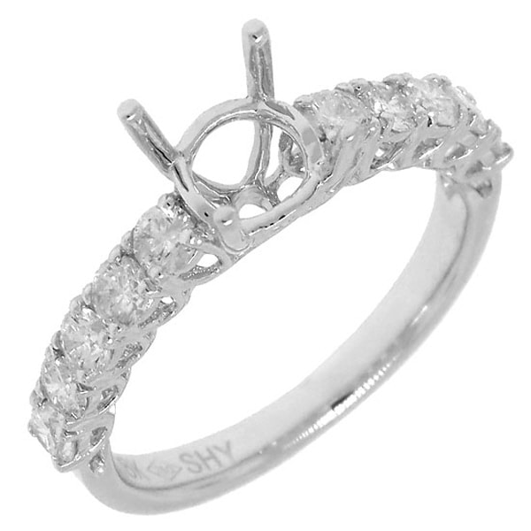 0.76ct 18k White Gold Diamond Semi-mount Engagement Ring
