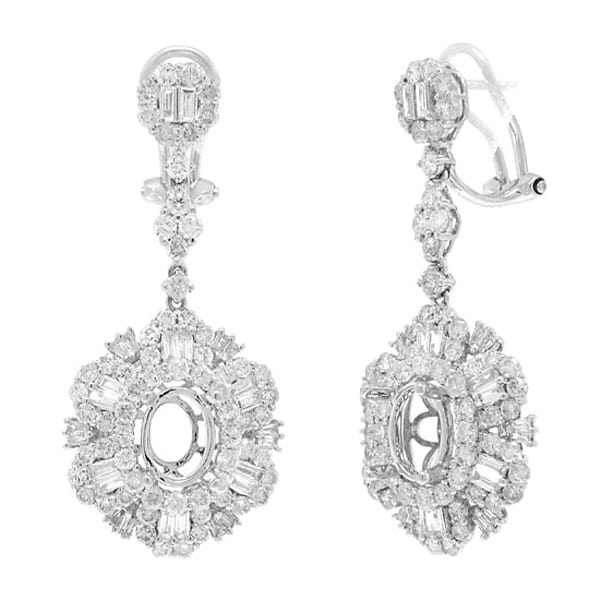 3.64ct 18k White Gold Diamond Semi-mount Earrings