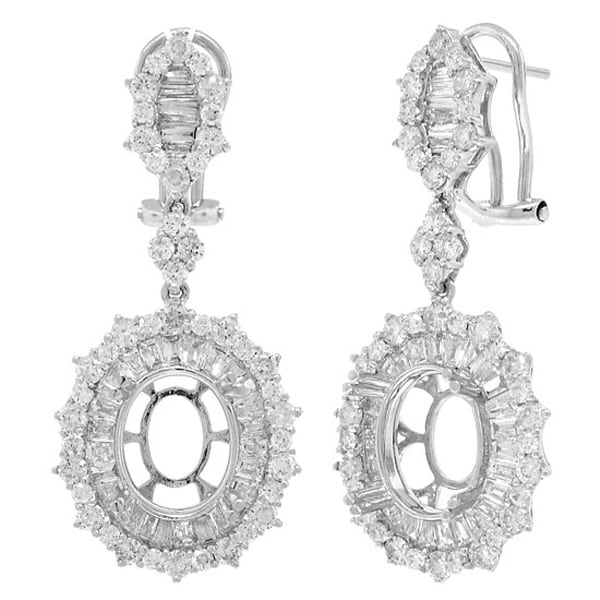 3.83ct 18k White Gold Diamond Semi-mount Earrings