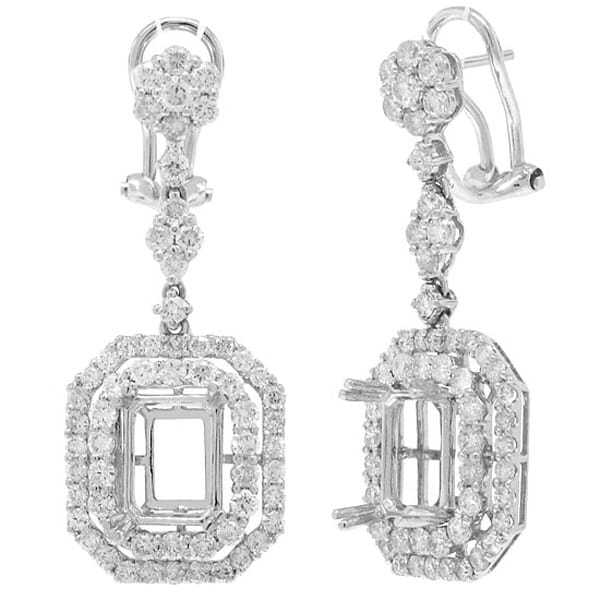 2.63ct 18k White Gold Diamond Semi-mount Earrings
