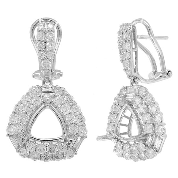 2.64ct 18k White Gold Diamond Semi-mount Earrings