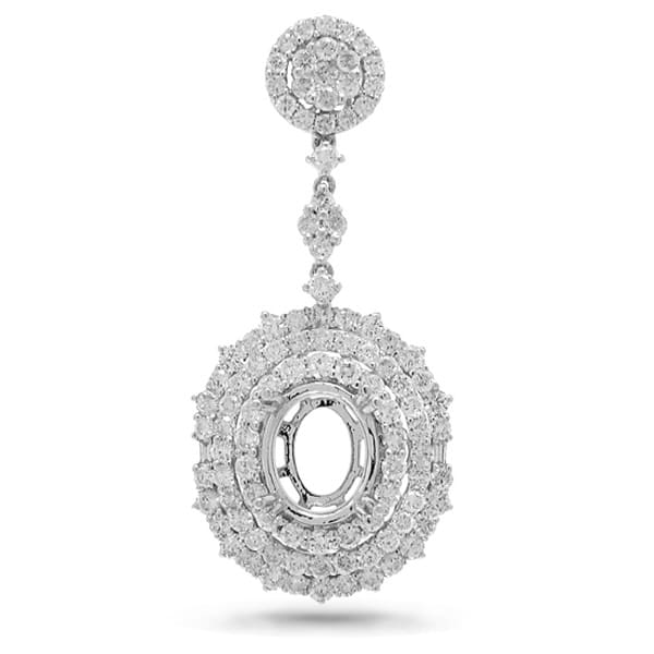 2.57ct 18k White Gold Diamond Semi-mount Pendant Necklace
