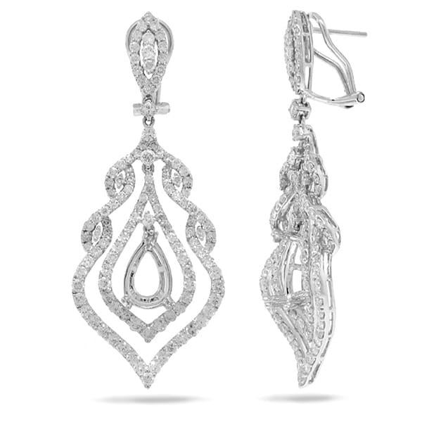 4.21ct 18k White Gold Diamond Semi-mount Earrings