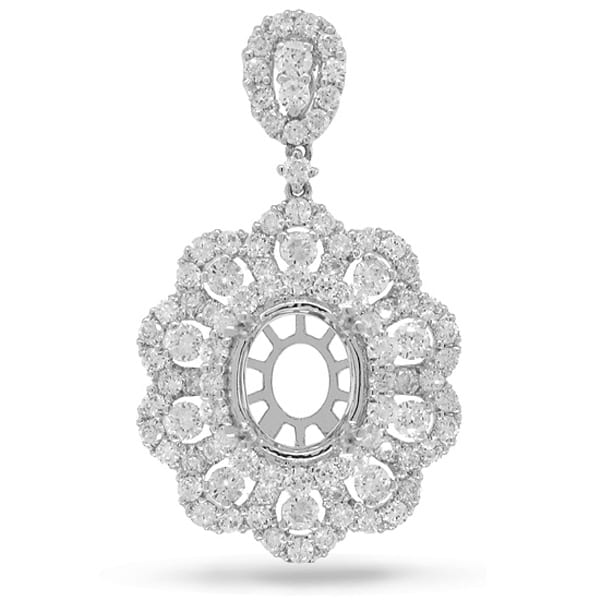 2.50ct 18k White Gold Diamond Semi-mount Pendant Necklace
