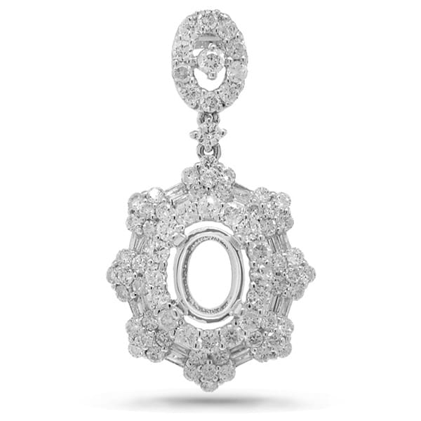 1.51ct 18k White Gold Diamond Semi-mount Pendant Necklace