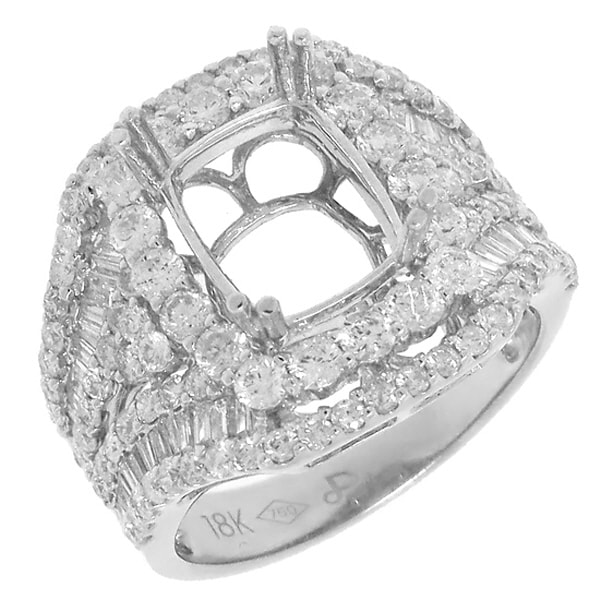 2.02ct 18k White Gold Diamond Semi-mount Ring