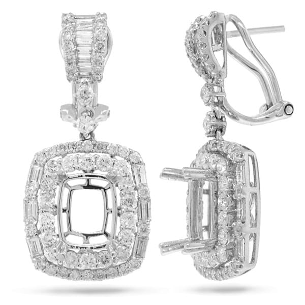 2.65ct 18k White Gold Diamond Semi-mount Earrings