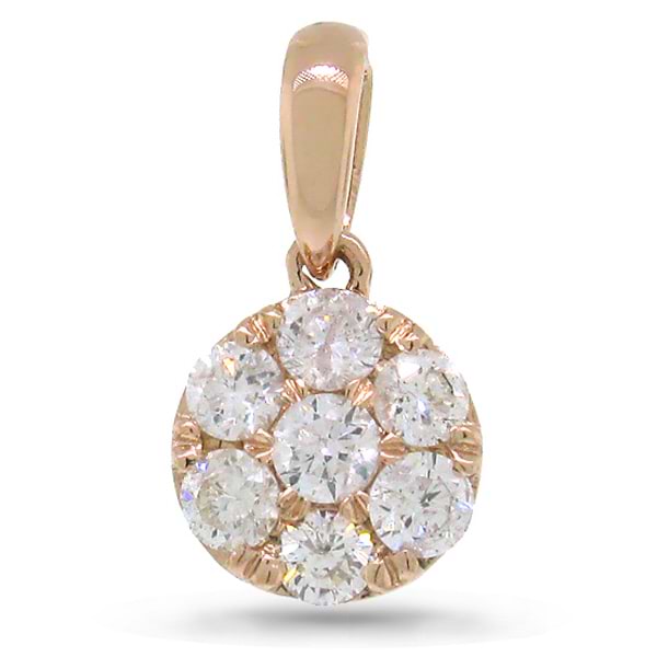 0.47ct 14k Rose Gold Diamond Round Invisible Stud Pendant Necklace