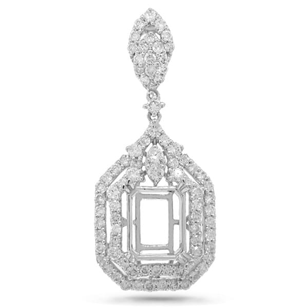 1.28ct 18k White Gold Diamond Semi-mount Pendant Necklace