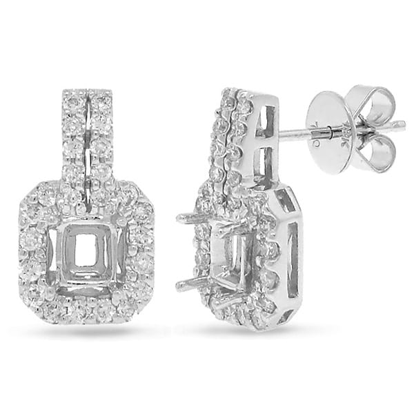 0.76ct 18k White Gold Diamond Semi-mount Earrings