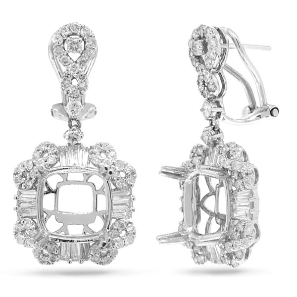 1.84ct 18k White Gold Diamond Semi-mount Earrings