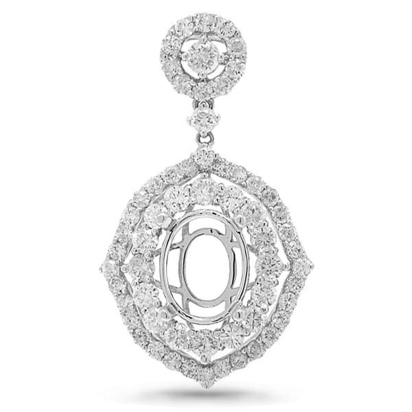 1.55ct 18k White Gold Diamond Semi-mount Pendant Necklace