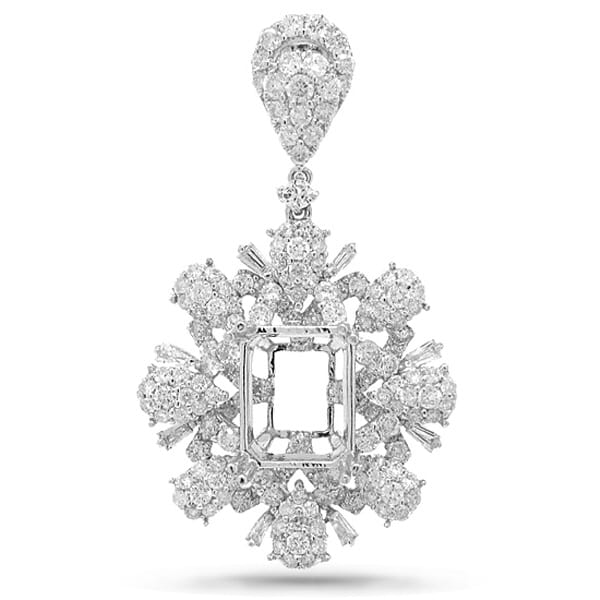 2.67ct 18k White Gold Diamond Semi-mount Pendant Necklace