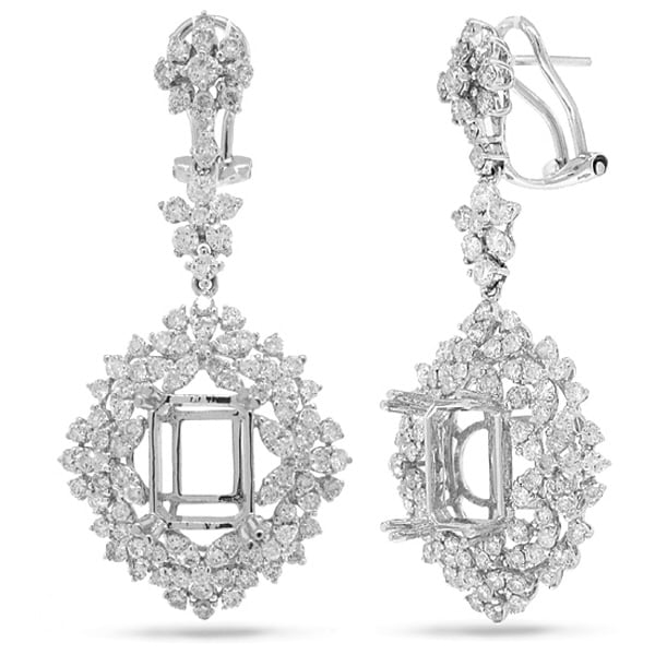 3.50ct 18k White Gold Diamond Semi-mount Earrings