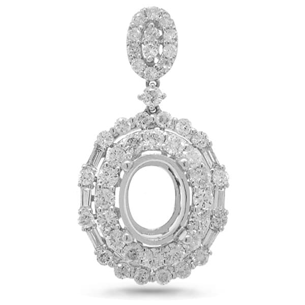 1.34ct 18k White Gold Diamond Semi-mount Pendant Necklace