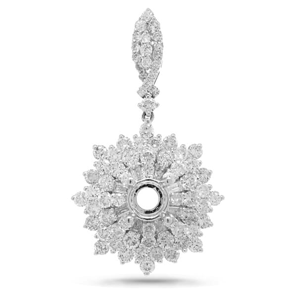 2.46ct 18k White Gold Diamond Semi-mount Pendant Necklace