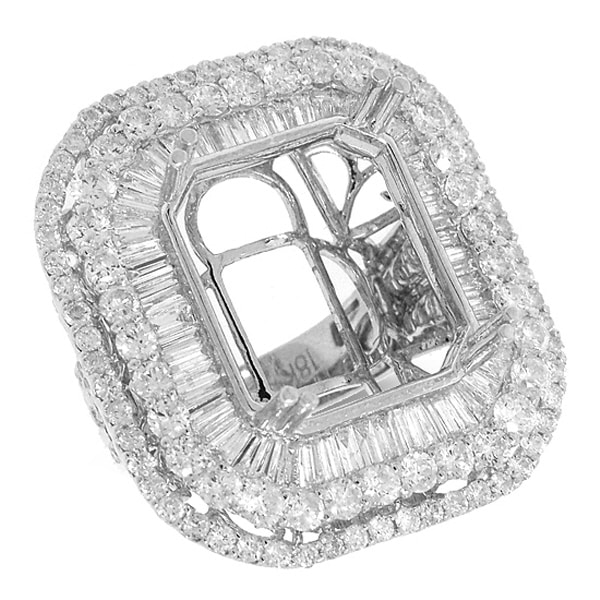 5.39ct 18k White Gold Diamond Semi-mount Ring