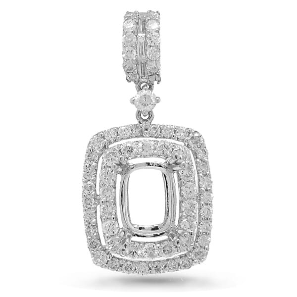 0.82ct 18k White Gold Diamond Semi-mount Pendant Necklace