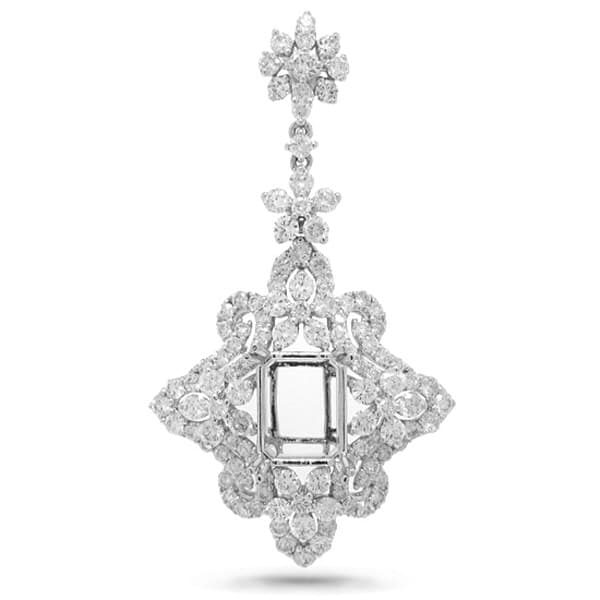 2.70ct 18k White Gold Diamond Semi-mount Pendant Necklace