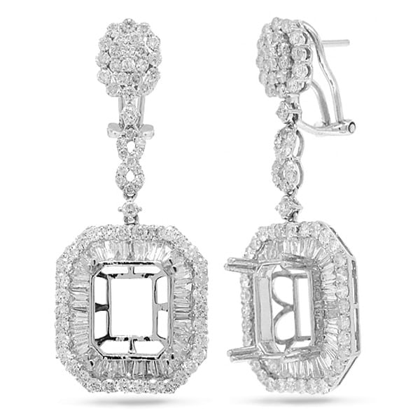 4.26ct 18k White Gold Diamond Semi-mount Earrings