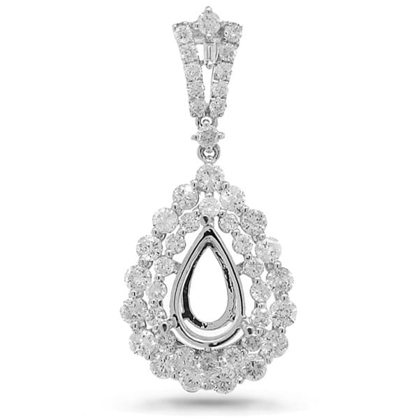 1.53ct 18k White Gold Diamond Semi-mount Pendant Necklace