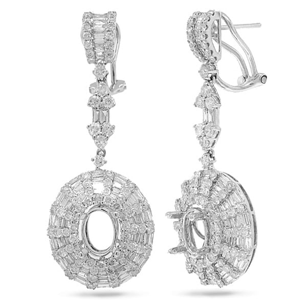 3.65ct 18k White Gold Diamond Semi-mount Earrings