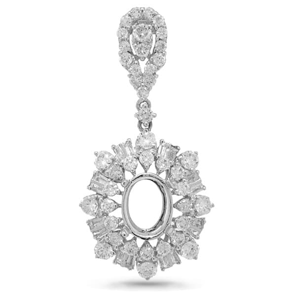 1.56ct 18k White Gold Diamond Semi-mount Pendant Necklace