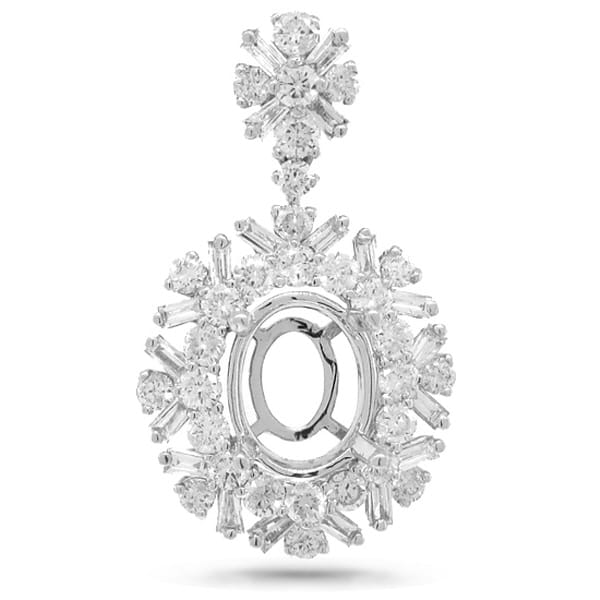 1.63ct 18k White Gold Diamond Semi-mount Pendant Necklace