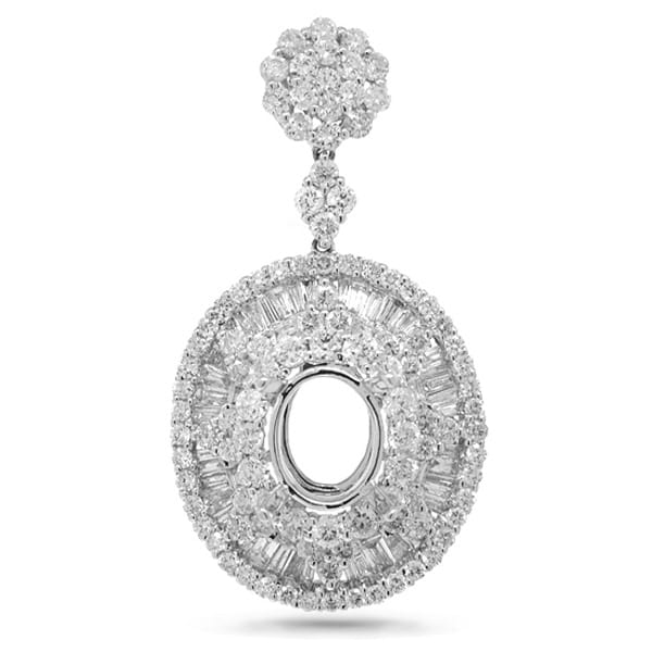 3.88ct 18k White Gold Diamond Semi-mount Pendant Necklace