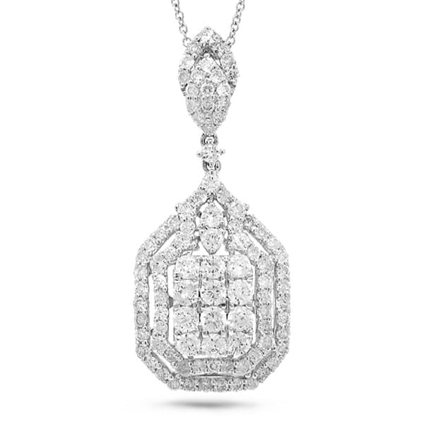 2.11ct 18k White Gold Diamond Pendant Necklace