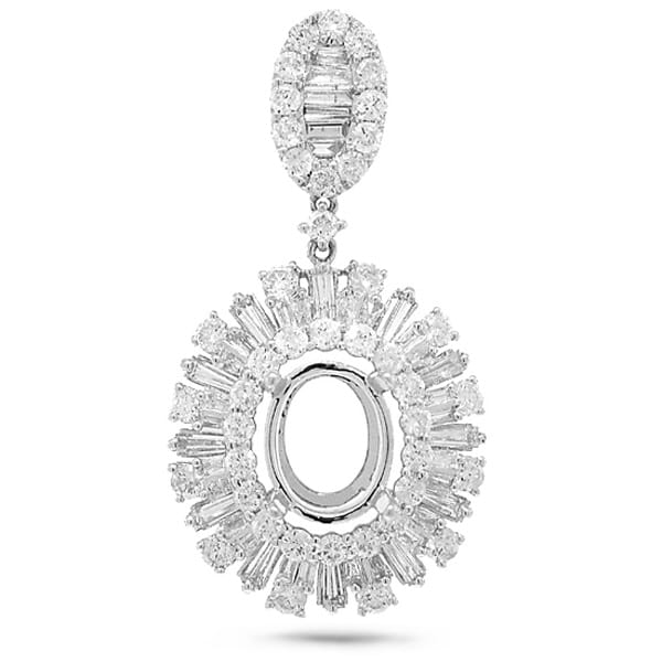 2.39ct 18k White Gold Diamond Semi-mount Pendant Necklace