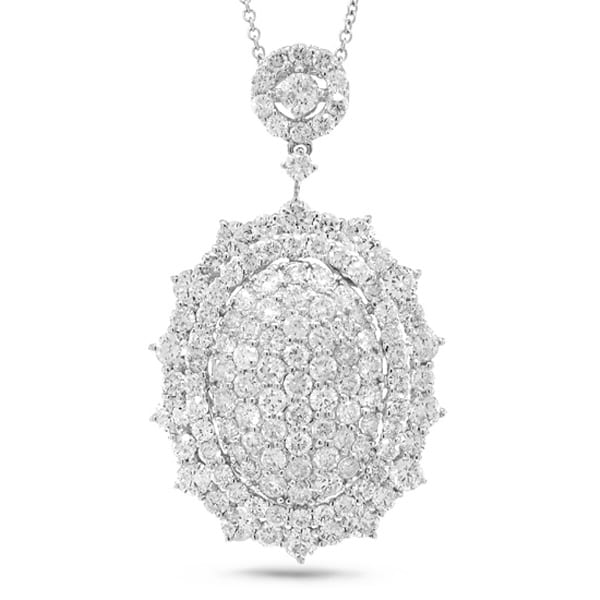 3.55ct 18k White Gold Diamond Pave Pendant Necklace