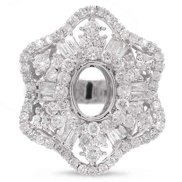 2.15ct 18k White Gold Diamond Semi-Mount Flower Ring