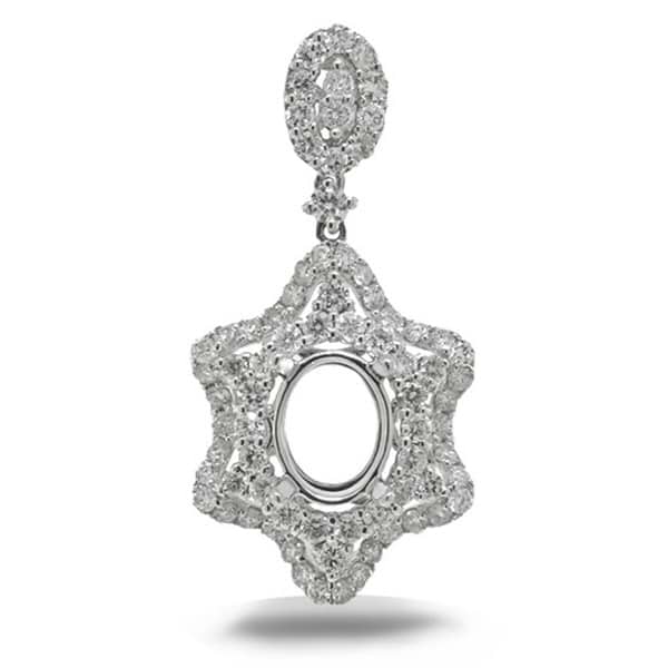 1.03ct 18k White Gold Diamond Semi-mount Pendant Necklace