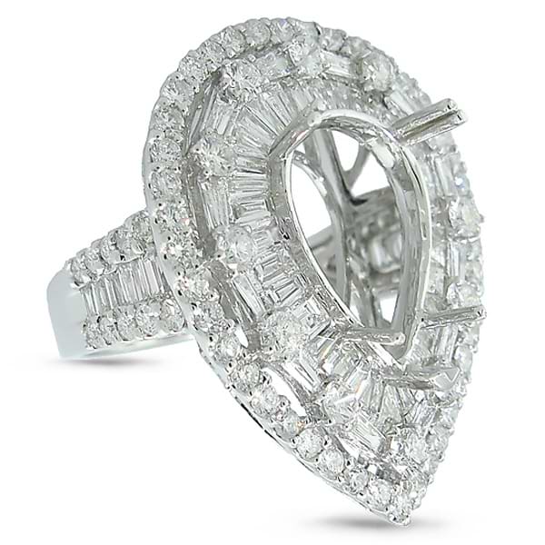 4.21ct 18k White Gold Diamond Semi-mount Ring