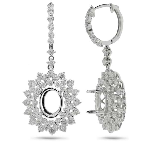 3.18ct 18k White Gold Diamond Semi-mount Earrings