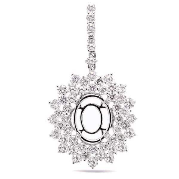 2.30ct 18k White Gold Diamond Semi-mount Pendant Necklace