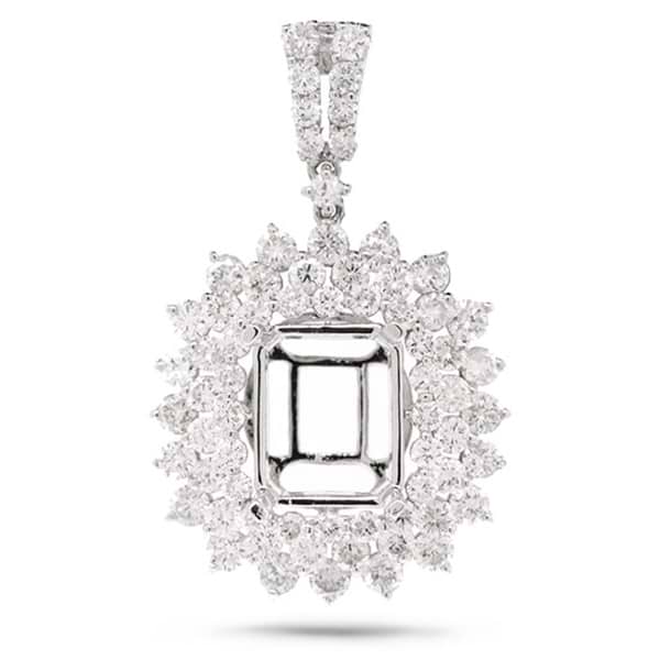 2.73ct 18k White Gold Diamond Semi-mount Pendant Necklace