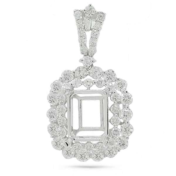 1.65ct 18k White Gold Diamond Semi-mount Pendant Necklace