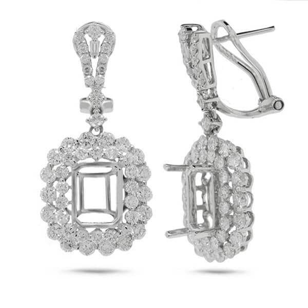 2.58ct 18k White Gold Diamond Semi-mount Earrings