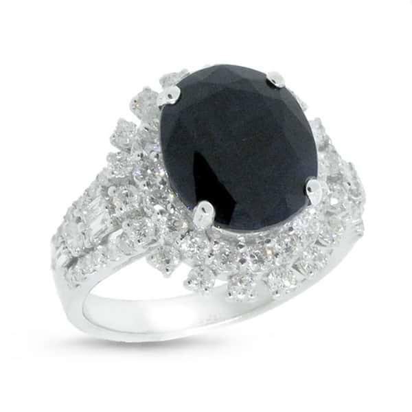 1.41ct Diamond & 5.65ct Diffused Blue Sapphire 18k White Gold Ring