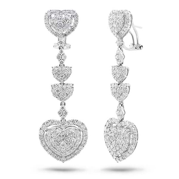 5.08ct 18k White Gold Diamond Heart Earrings