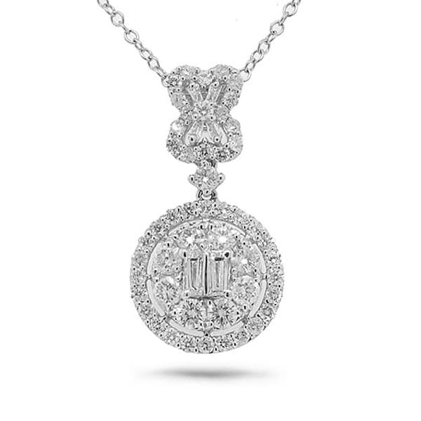1.24ct 18k White Gold Diamond Pendant Necklace