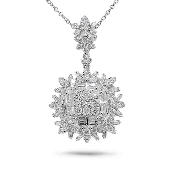 2.21ct 18k White Gold Diamond Pendant Necklace