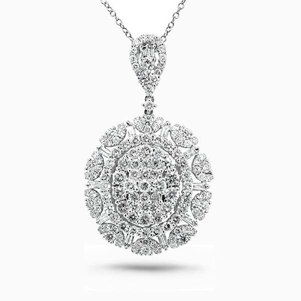 3.99ct 18k White Gold Diamond Pendant Necklace