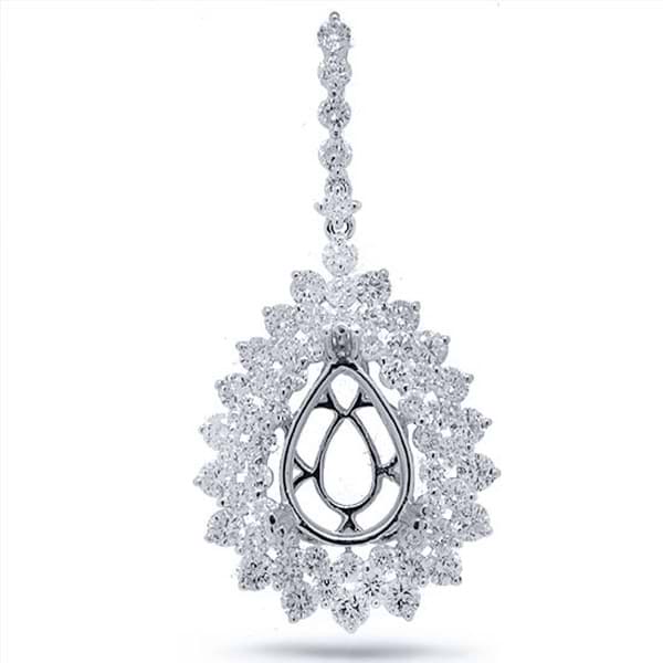 2.58ct 18k White Gold Diamond Semi-mount Pendant Necklace
