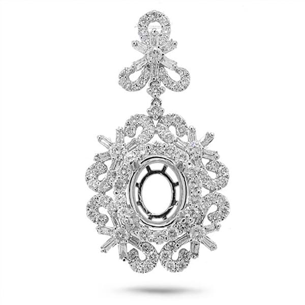 2.53ct 18k White Gold Diamond Semi-mount Pendant Necklace